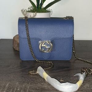 Gucci Blue Dollar Calfskin Interlocking GG Crossbody/Shoulder Bag